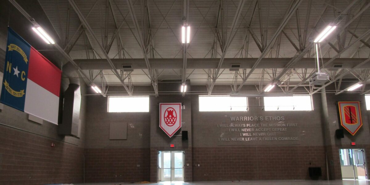 NC National Guard Regional Readiness Center gym lighting done by Fountain Electric.