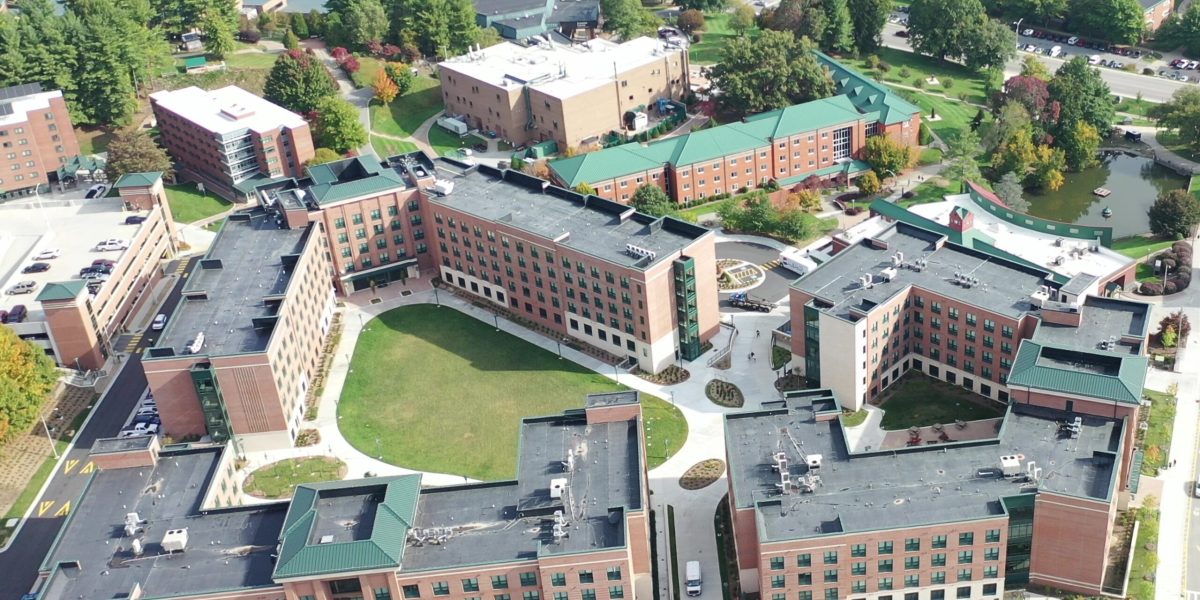 Overhead shot of residence hall dorm complex at Appalachian State University in Boone NC electrical work by Fountain Electric & Services