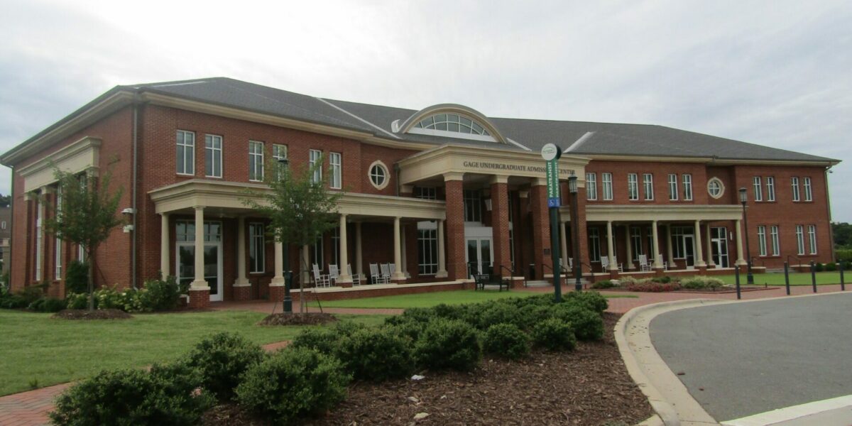 Outside of UNC Charlotte Gage Undergraduate Admissions Center showing lighting work of Fountain Electric & Services