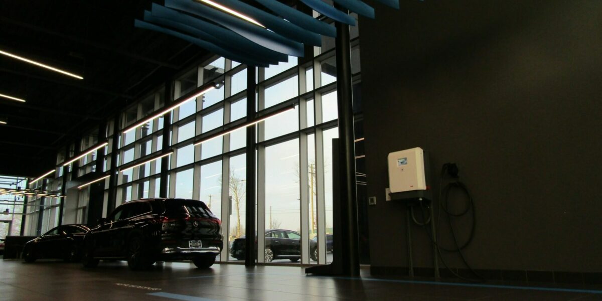 Fields Mercedes Benz of Asheville EV Charging inside showroom.